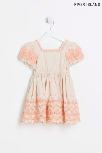 River Island Girls Pink Embroidered Smock Dress (D42033) | £30
