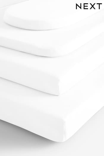 2 Pack White Baby 100% Cotton Jersey Fitted Sheets (D42129) | £14 - £22