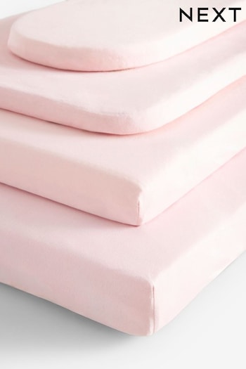 2 Pack Pink Baby 100% Cotton Jersey Fitted Sheets (D42130) | £14 - £22