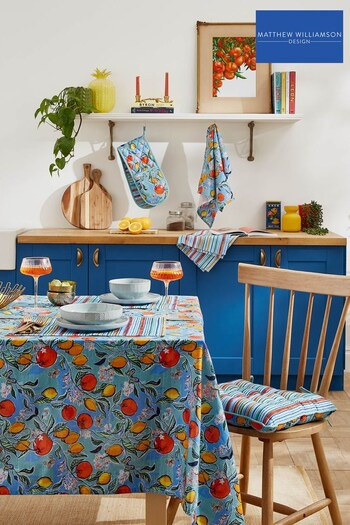 Matthew Williamson Blue Citrus Grove Cotton Linen Blend Table Cloth (D42132) | £55