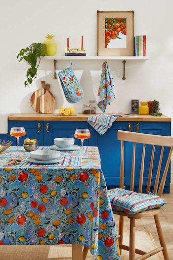 Matthew Williamson Blue Citrus Grove Cotton Linen Blend Table Cloth (D42153) | £75