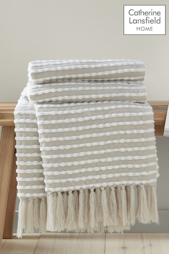 Catherine Lansfield Natural Stab Stitch Throw (D42162) | £30