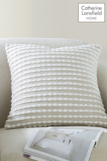Catherine Lansfield Natural Stab Stitch Cushion (D42175) | £16