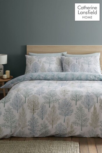 Catherine Lansfield Green Wilda Tree Duvet Cover and Pillowcase Set (D42176) | £16 - £25
