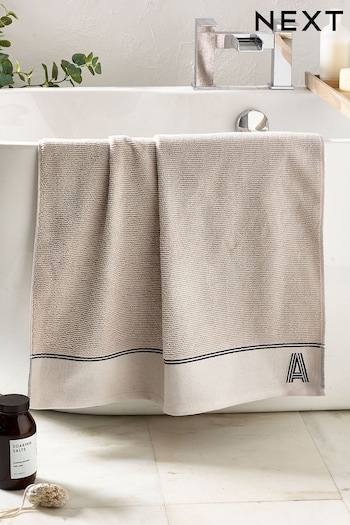 Natural Monogram Bath Towel (D42422) | £18