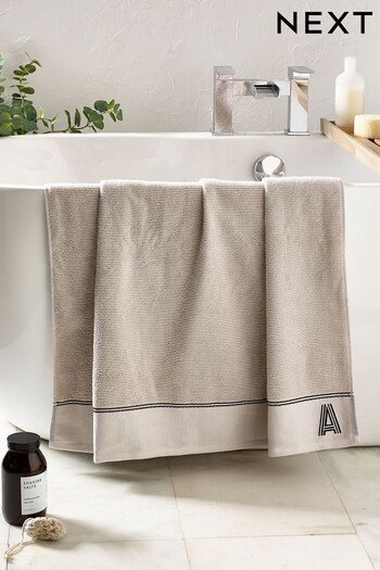 Natural Monogram Bath Sheet 100% Cotton Towel (D42423) | £24