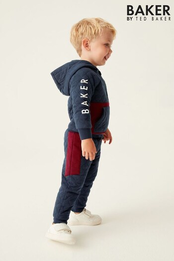 Baker by Ted Baker Navy Quilted Hoodie and Joggers Set (D42454) | £50 - £53