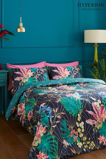 Hyperion Blue Aloria Botanical Duvet Cover and Pillowcase Set (D42487) | £50 - £70