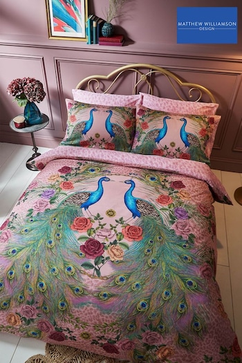 Matthew Williamson Pink Pink Xanadu Peacock Cotton Duvet Cover and Pillowcase Set (D42493) | £70 - £110
