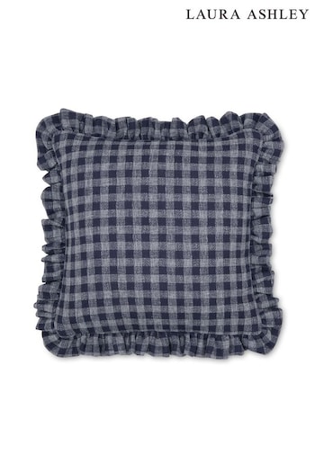 Laura Ashley French Navy Gingham Feather Filled Cushion (D42513) | £70