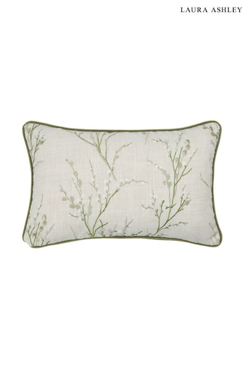 Laura Ashley Hedgerow Pussy Willow Feather Embroidered Filled Cushion (D42586) | £50