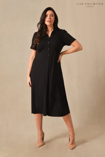 Live Unlimited Black Curve Jersey Shirt Dress (D42802) | £49