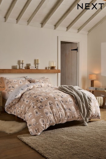 Natural Snow Globes Christmas Reversible Brushed Cotton Duvet Cover and Pillowcase Set (D42838) | £36 - £66