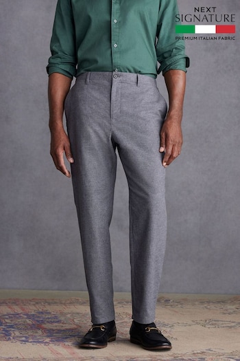 Light Grey Texture Signature Emmetex Italian Fabric Trousers (D42888) | £65