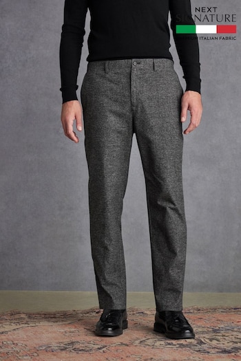 Charcoal Grey Check Signature Emmetex Italian Fabric Trousers modello (D42889) | £65