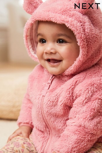 Pink Baby Cosy Teddy Borg Fleece Bear Jacket (0mths-2yrs) (D43147) | £14 - £15
