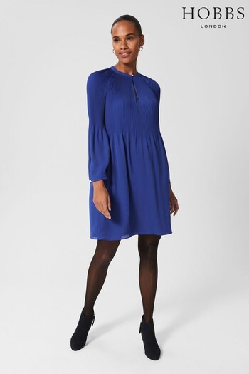 Hobbs Blue Mimi Pleat Dress (D43219) | £139