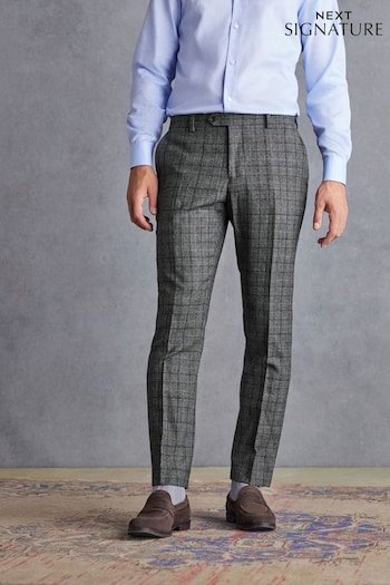 Grey Slim Fit Signature Check Suit Trousers (D43262) | £90