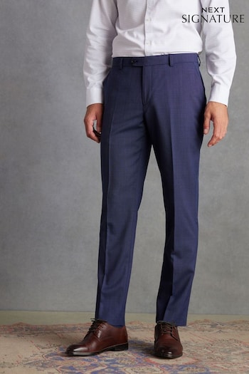 Blue Tailored Fit Signature Wool Textured Suit Trousers (D43268) | £69