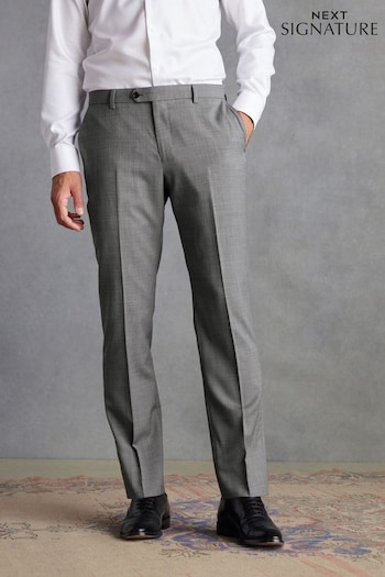Grey Tailored Fit Signature Wool Textured Suit Trousers (D43274) | £69