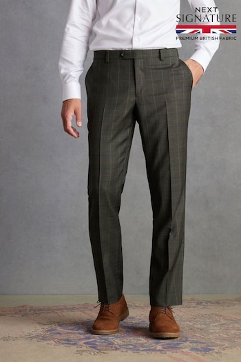 Green Tailored Fit Signature Empire Mills British Fabric Check Suit Trousers (D43288) | £110
