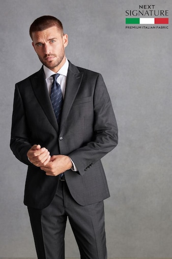Grey Slim Fit Signature Zignone Italian Fabric Suit Jacket (D43297) | £229