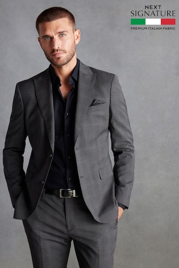 Grey Skinny Signature Zignone Italian Fabric Check Suit (D43303) | £229