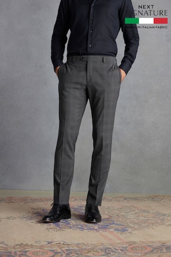 Grey Skinny Signature Zignone Italian Fabric Check Suit Trousers (D43304) | £120