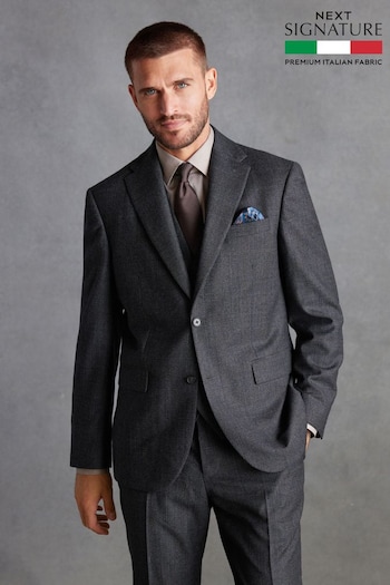 Charcoal Grey Regular Fit Signature TG Di Fabio Italian Fabric Check Suit Jacket (D43309) | £189