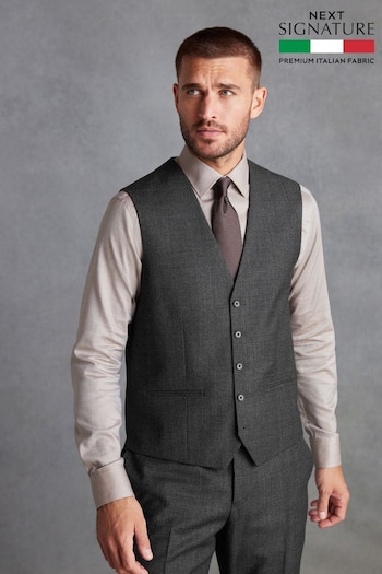 Charcoal Grey Signature TG Di Fabio Italian Fabric Check Waistcoat (D43311) | £90
