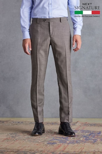 Taupe Slim Fit Signature Marzotto Italian Fabric Textured Suit: Trousers (D43320) | £110