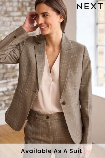 Natural Check Tailored Single Breasted Blazer (D43391) | £48