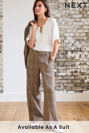 Natural Check Tailored Wide Trousers (D43396) | £30