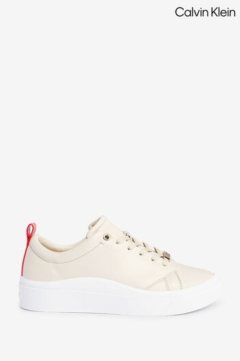 Calvin Klein Natural Lace Up Wave Trainers (D43413) | £140