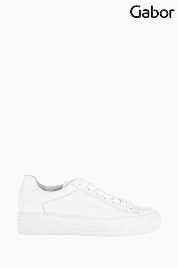 Gabor Camrose White Leather Casual Trainers (D43419) | £95