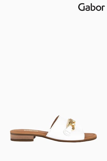Gabor Fiesta White Leather Slingback Sandals (D43437) | £85