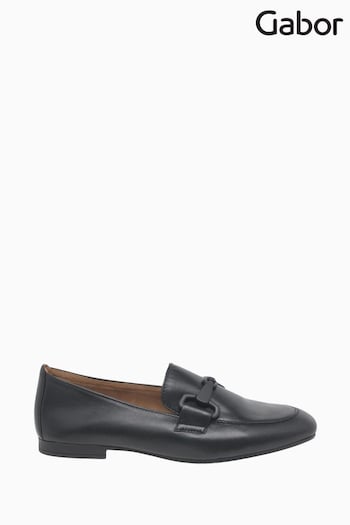 Gabor Jangle Black Leather Loafer Shoes (D43443) | £95