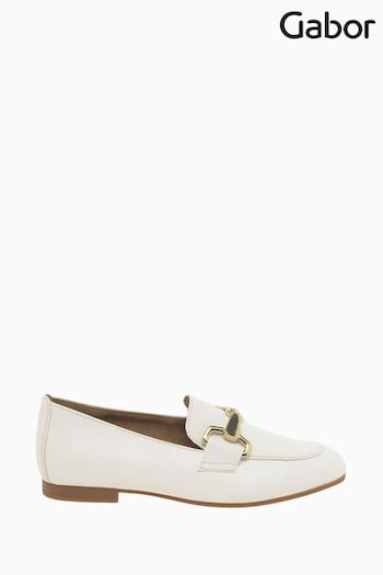 Gabor Jangle Latte White Leather Loafer Franchise Shoes (D43444) | £95