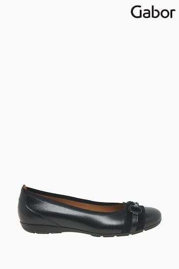 Gabor Raif Black Leather Ballerina Shoes (D43448) | £95