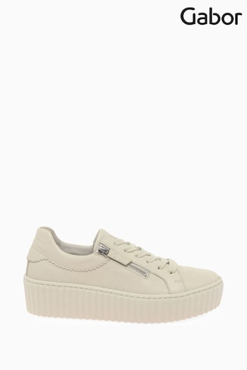 Gabor Cream Dolly Panna Leather Trainers (D43451) | £100