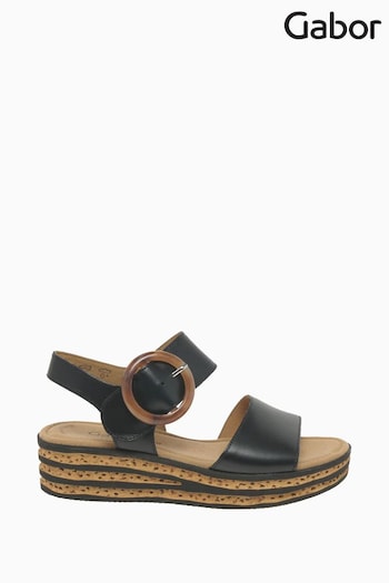 Gabor Andre Black Leather Sandals Azul (D43456) | £85