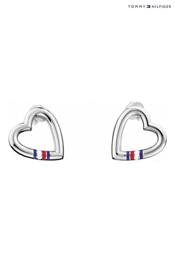 Tommy Hilfiger Jewellery Ladies Silver Tone Heart Studs Earrings (D43664) | £39