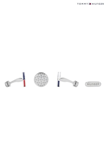 Tommy Hilfiger Jewellery Gents Silver Tone Flag Cufflinks (D43672) | £49