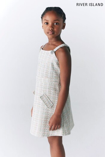 River Island Girls Cream Boucle Pinny Dress (D43703) | £29