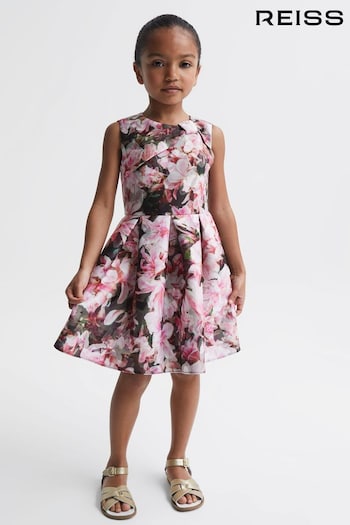 Reiss Pink Print Emily Junior Scuba Floral Printed Dress (D43727) | £35