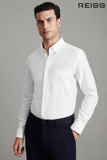 Reiss White Greenwich Slim Fit Cotton Oxford Shirt (D43750) | £78