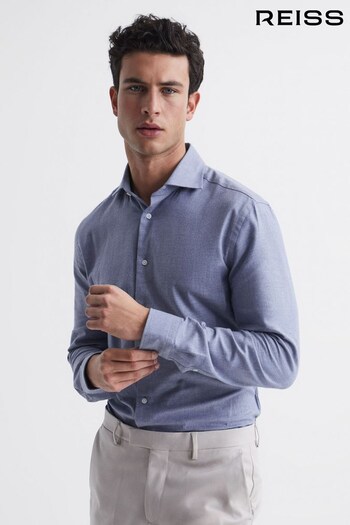 Reiss Soft Blue Belief Slim Fit Flannel Shirt (D43753) | £35