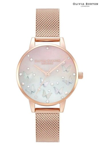 Olivia Burton Ladies Pink Mid Blush Sparkle Butterfly Watch (D43856) | £115