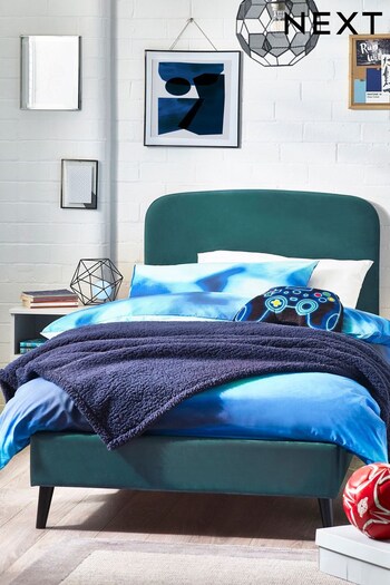 Opulent Velvet Teal Blue Matson Kids Upholstered Bed Frame (D43902) | £275