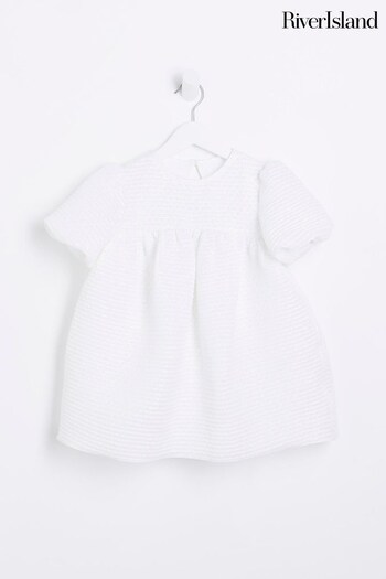 River Island Essentials White Bubble Smock Dress (D43982) | £25